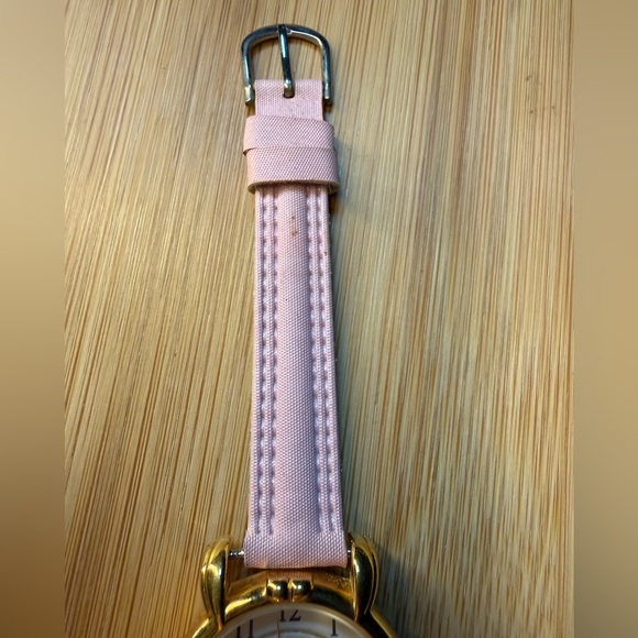 Thomas Kinkade Lighthouse Art Watch Pink Strap Gold Tone Cottagecore - Picture 5 of 7